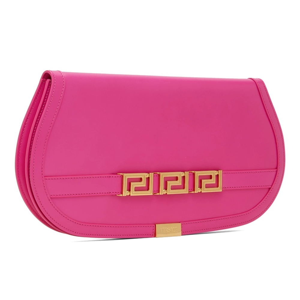 VERSACE Pink Greca Goddess Clutch